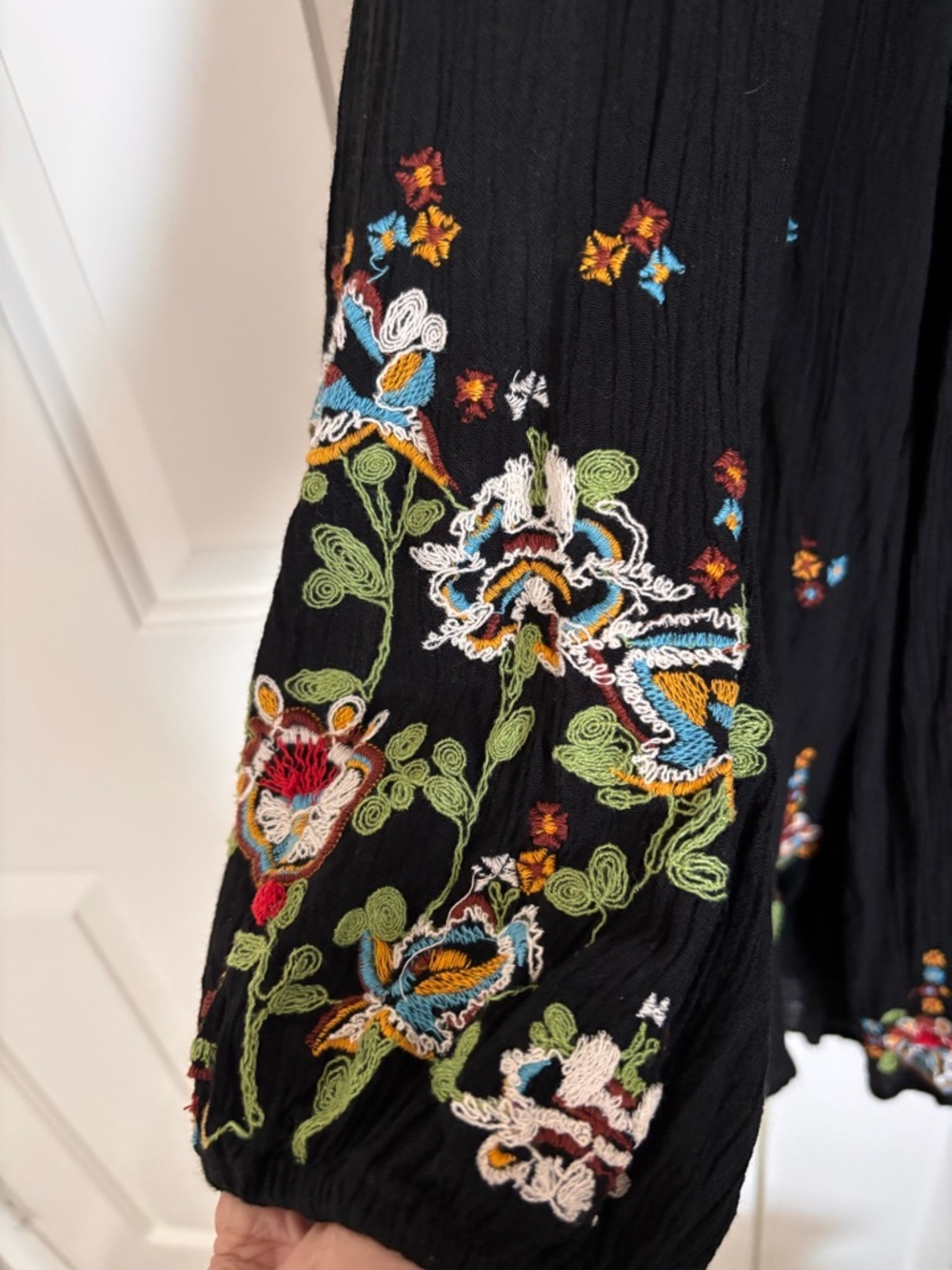 Free People Black Long-Sleeve Embroidered Swing Dress - Picture 5 of 5